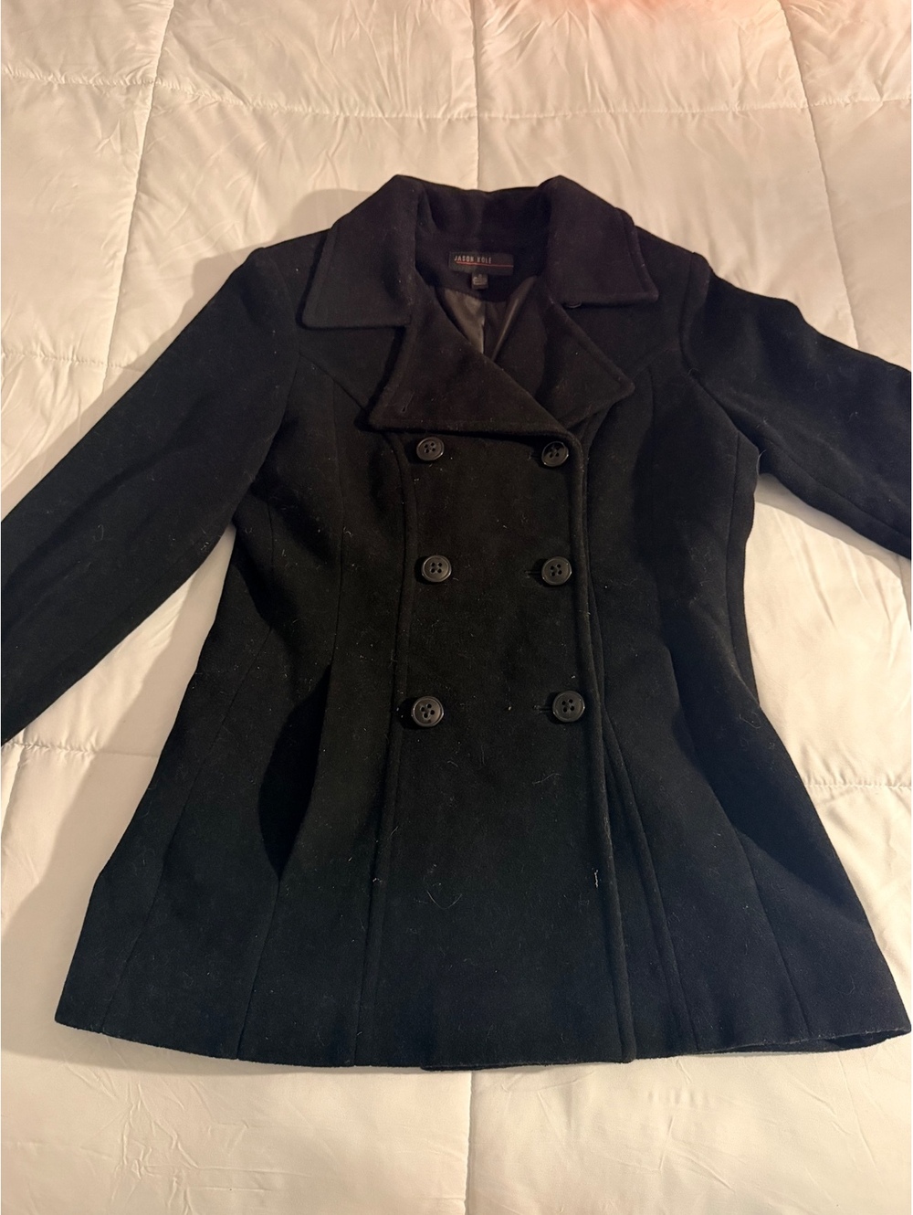 Jason Kole Women's Black Double-Breasted Wool Peacoat Small